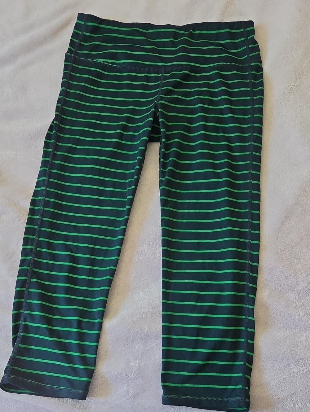 Athleta 2014 Archive Striped Chaturanga Capri Leggings Navy Green Tights M
